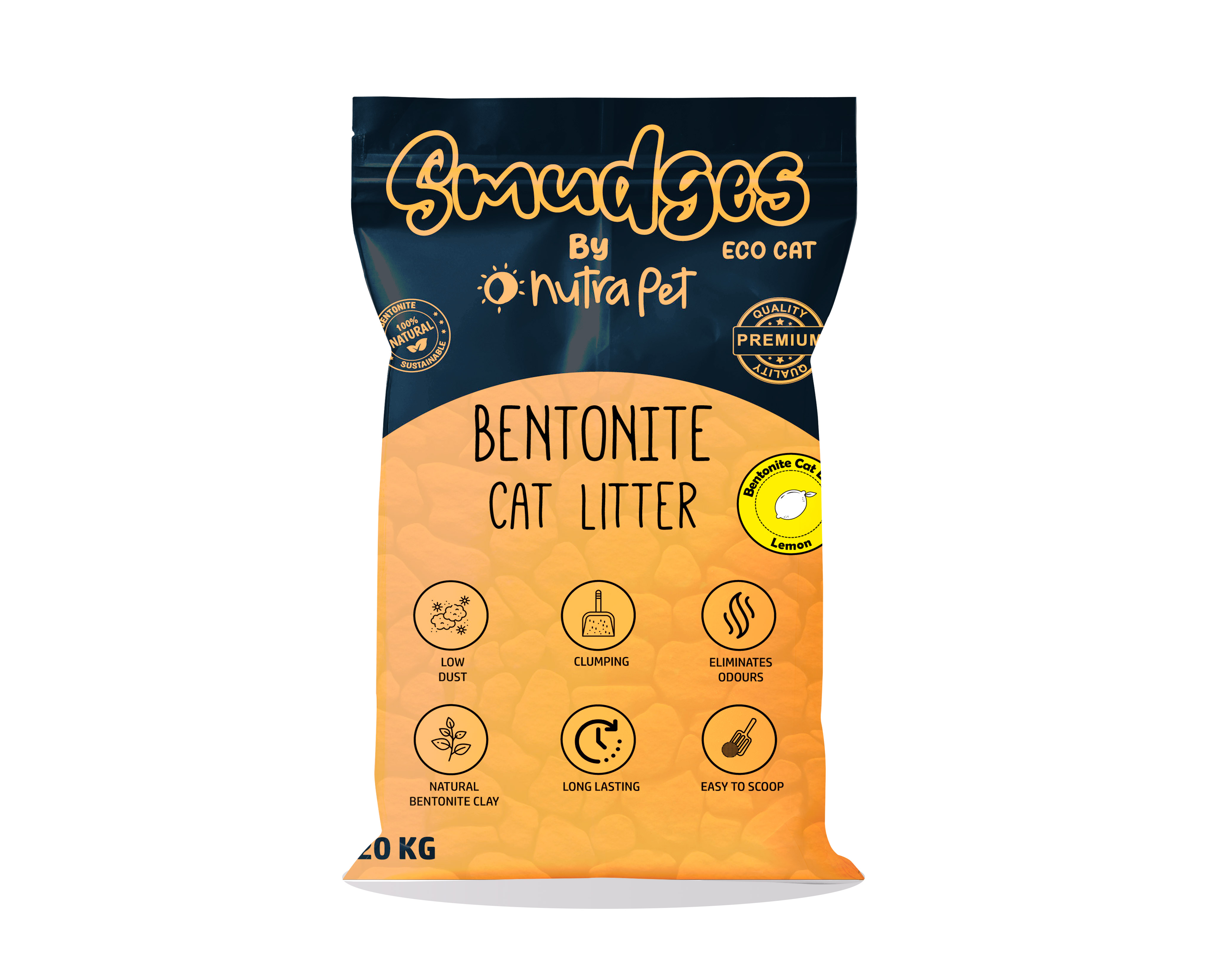 Smudges Ecocat Benotnite Clumping Cat Litter 20 KgsLemon Scented